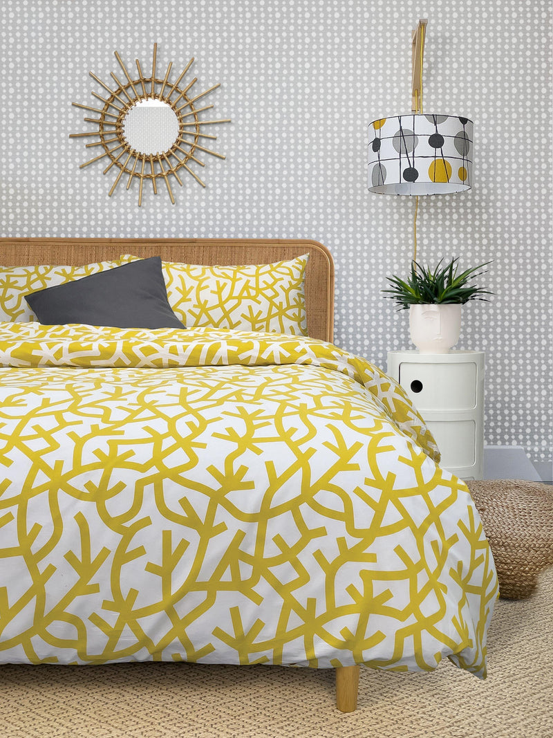 Mini Moderns A Forest duvet cover set in mustard, imported from the UK