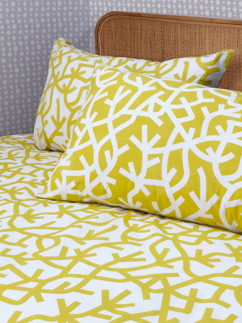 Mini Moderns A Forest duvet cover set in mustard, imported from the UK