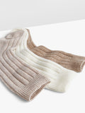 HUSH ribbed cashmere blend ankle socks in beige, pack of 3, UK version