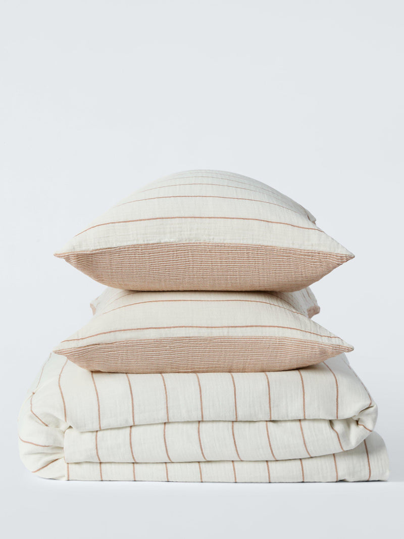 John Lewis Hayle cotton gauze reversible stripe bedding single - British product