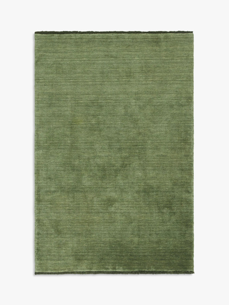 John Lewis Plain Hand Woven New Zealand Pure Wool Rug, Green, Runner, L240 x W70cm