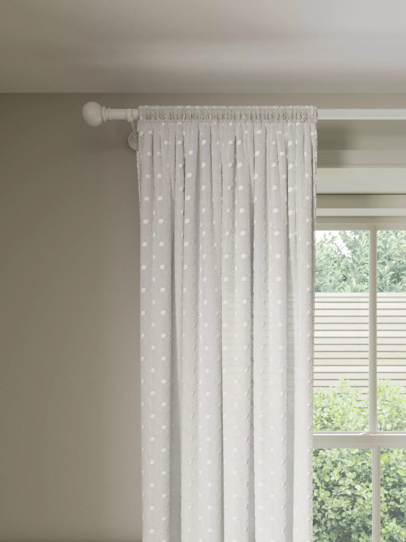 John Lewis white tufted dot voile panel, UK version