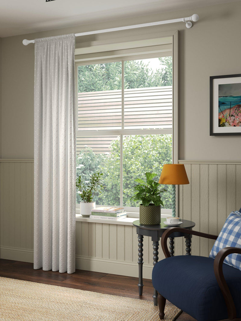 John Lewis white tufted dot voile panel, UK version