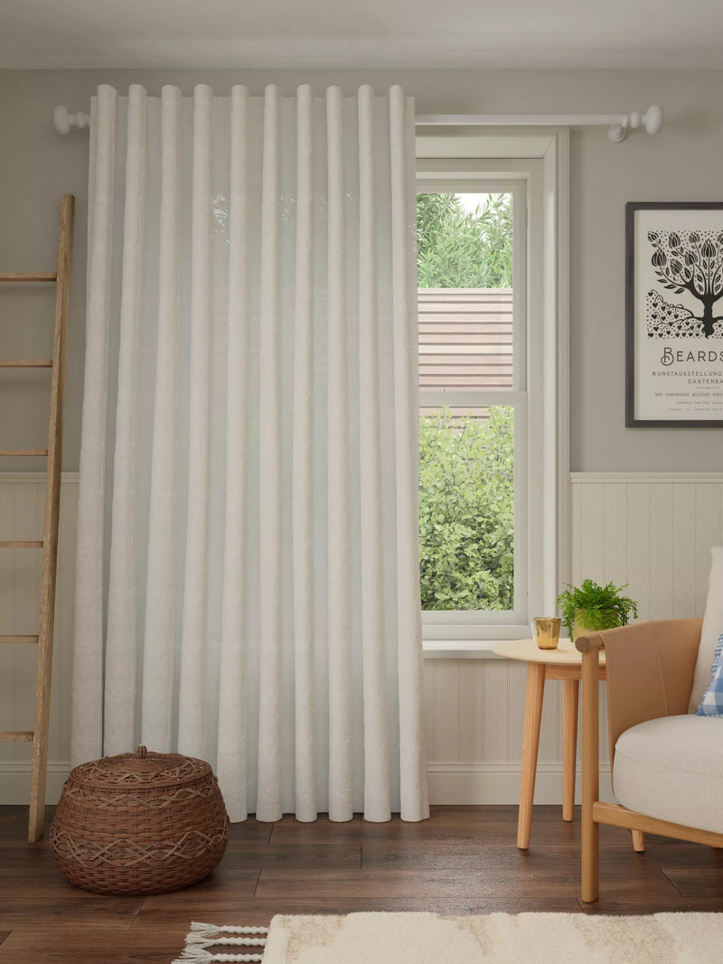 John Lewis Wide Stripe Hidden Tab Voile Panel Curtain, 229cm Drop x 140cm Width