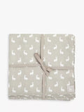 The Little Tailor Large Muslin Blanket, 112 x 112cm - Grey Hare