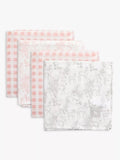 The Little Tailor Mixed Pattern Muslin Cloths, Pack of 4 - Pink