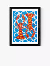 John Lewis EAST END PRINTS Alice Straker Langoustines on Blue Framed Art Print- Buy online at McGrocer