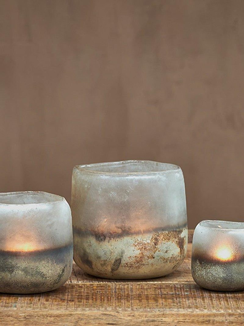 nkuku Ngolo tealight holder aged smoke small, UK version