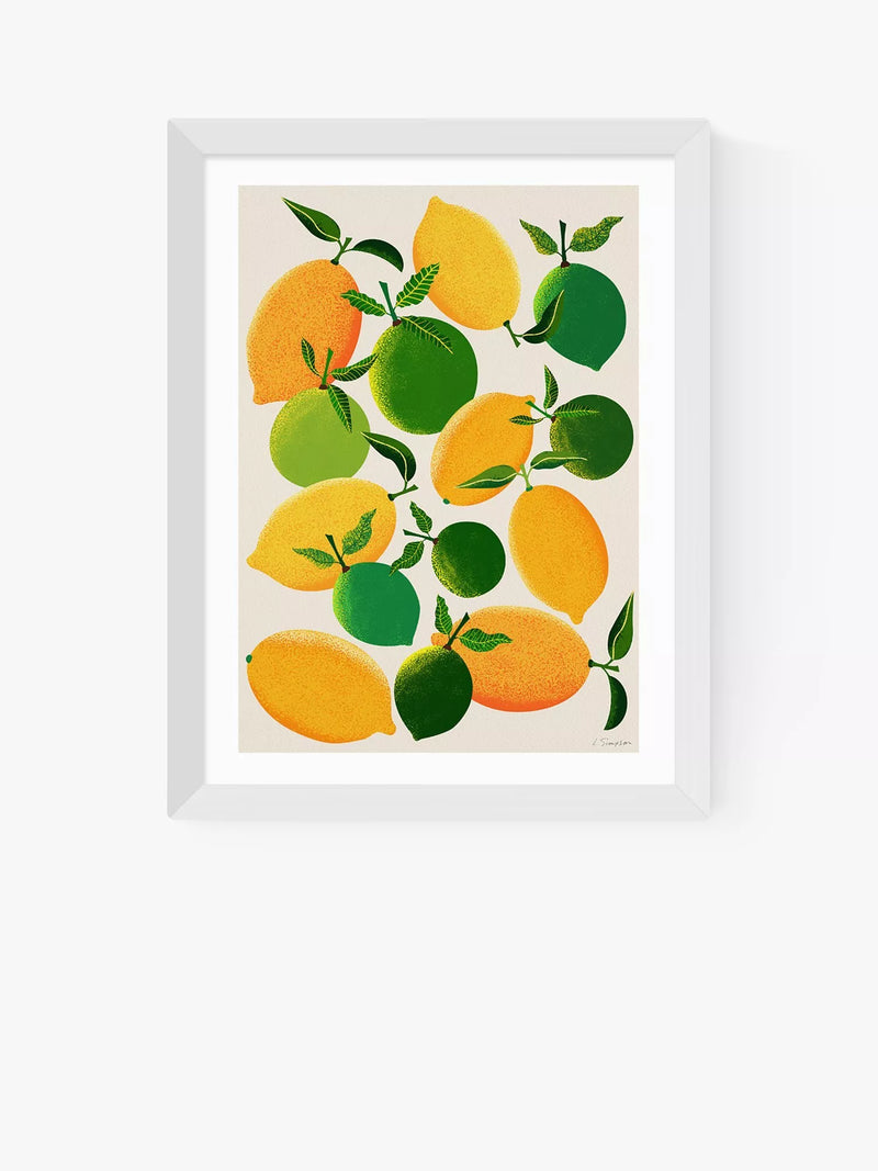 EAST END PRINTS Leanne Simpson 'Sitroner og lime' innrammet kunsttrykk 25x30cm