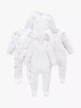 John Lewis Purebaby Organic Cotton Essential Zip Front Growsuit Grey Melange Pack of 4- Buy online at McGrocer