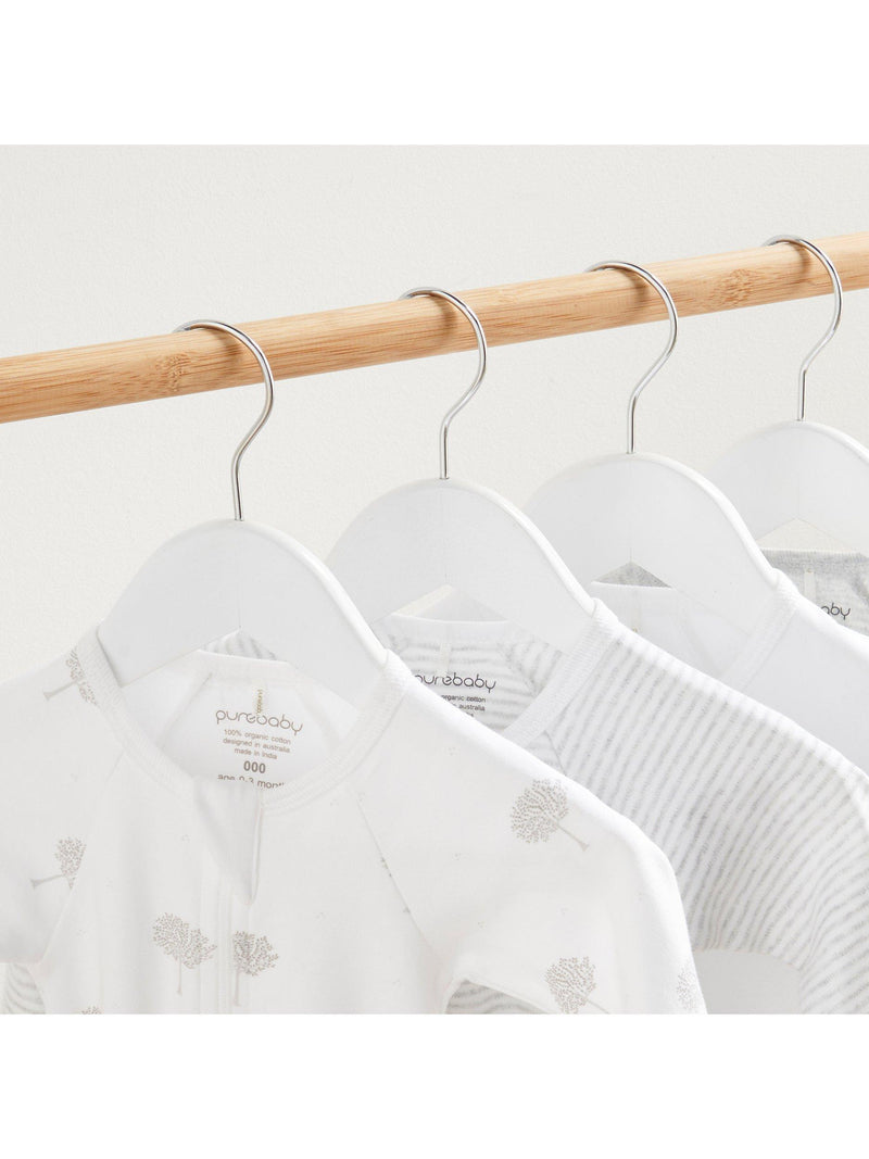 Purebaby Organic Growsuit Grey Melange Pack 4, imported from the UK