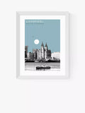 EAST END PRINTS Becks Norf Design 'Liverpool Cityscape' Framed Print, White Frame, 30x40