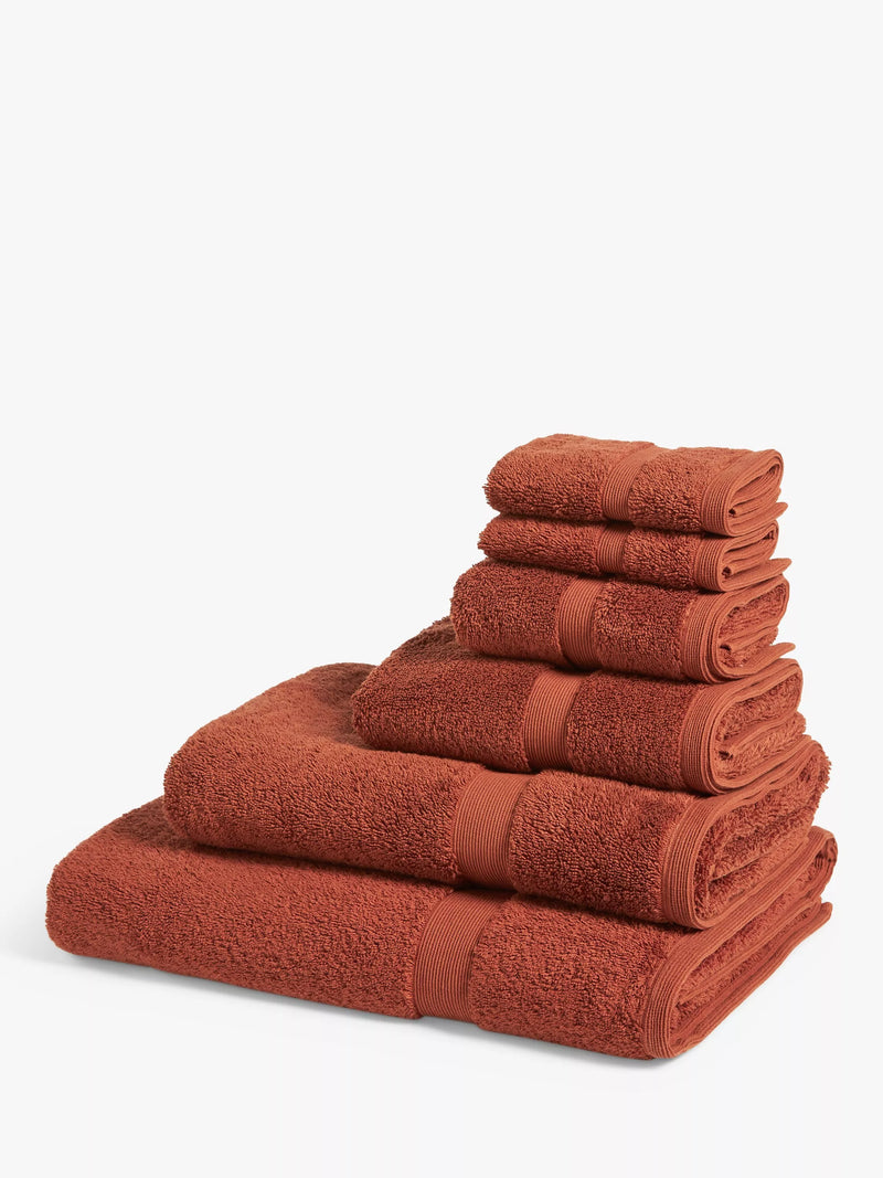 John Lewis Egyptian Cotton Face Cloth (Set of 2), Baked Clay