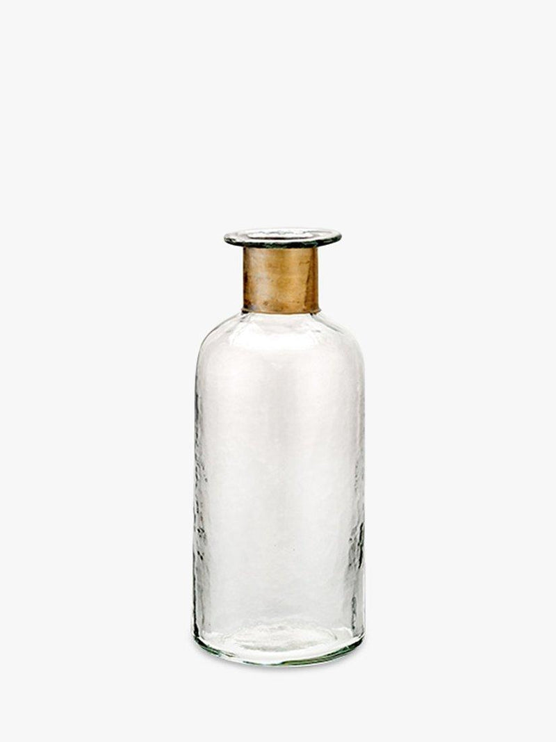 Nkuku Chara Hammered Glass Bottle Vase, Clear
