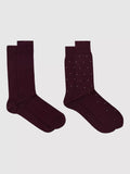 Reiss Graham Ribbed and Spot Cotton Blend Socks, Pack of 2