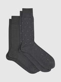 Reiss Graham Ribbed and Spot Cotton Blend Socks, Pack of 2