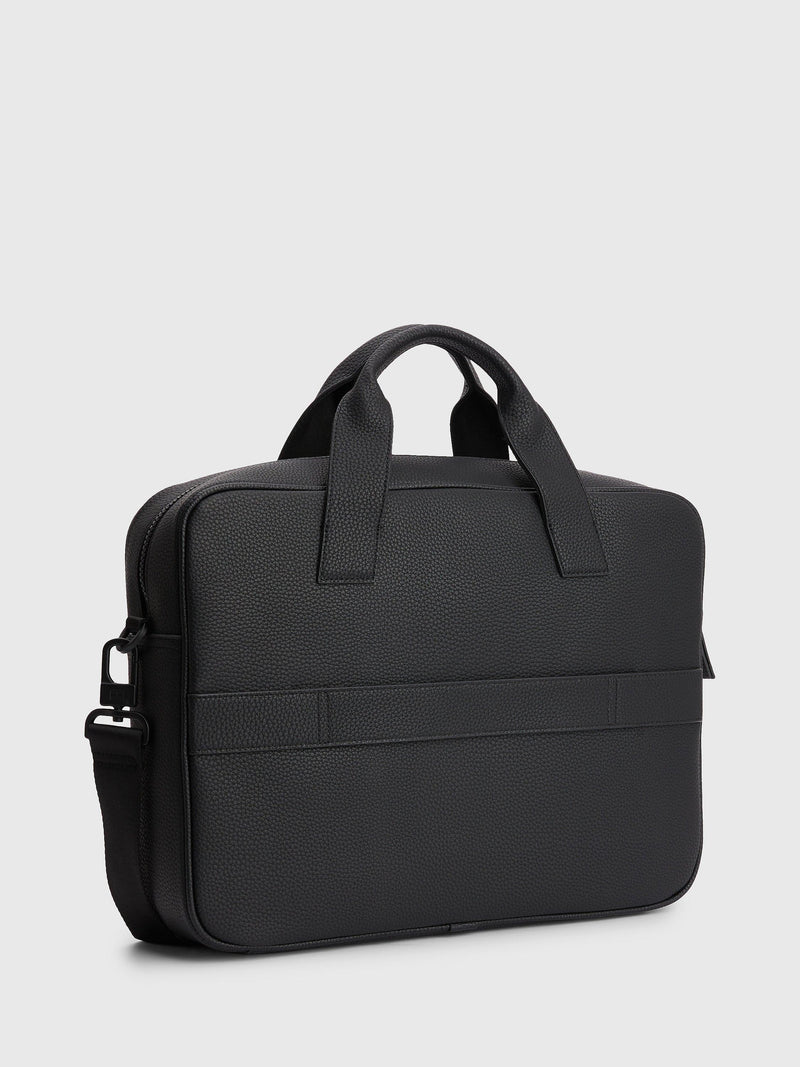 Tommy Hilfiger Essential Computer Bag black faux leather, imported from the UK