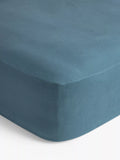 John Lewis Warm & Cosy Brushed Cotton Double Deep Fitted Sheet, Bluestone