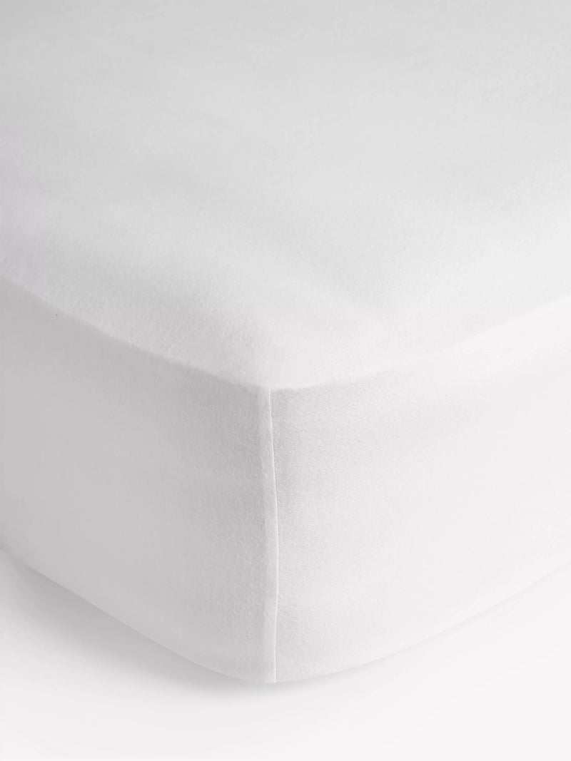 John Lewis Warm & Cosy Brushed Cotton Single Deep Fitted Sheet, White