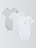 John Lewis Baby Cotton Star Print Bodysuits, Pack of 3, White - McGrocer