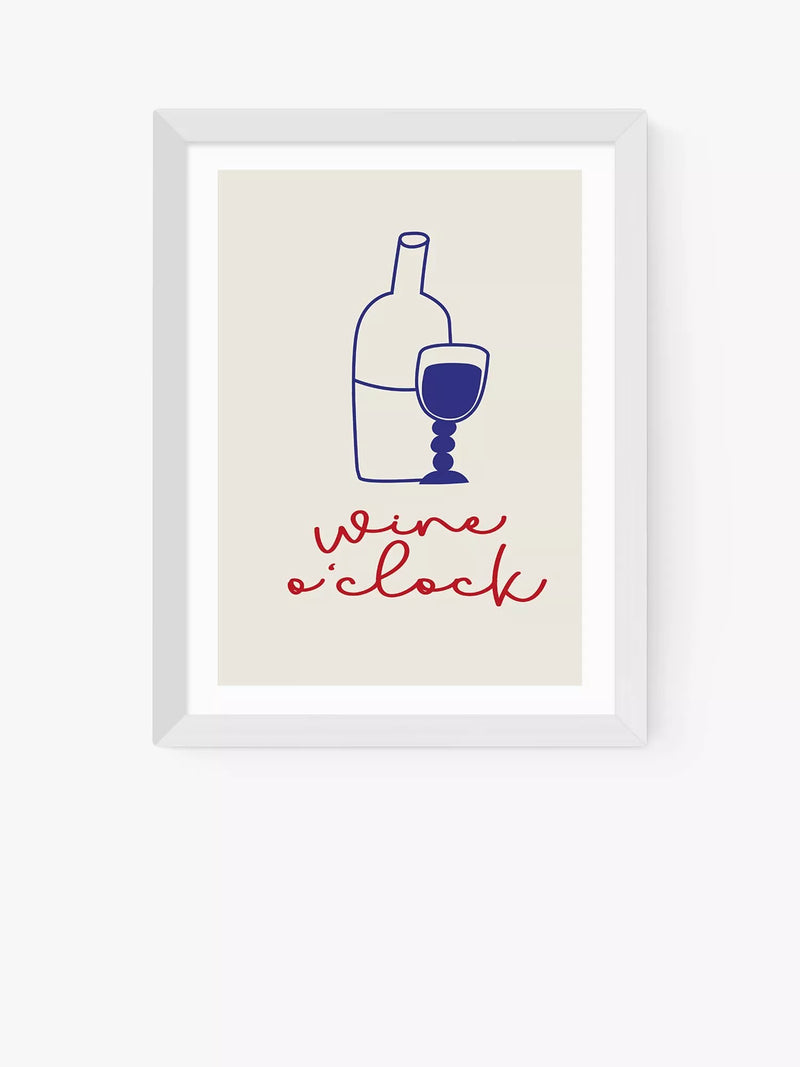 EAST END PRINTS Inoui 'Wine O'Clock' Framed Print, White Frame, 43.4 x 33.4cm