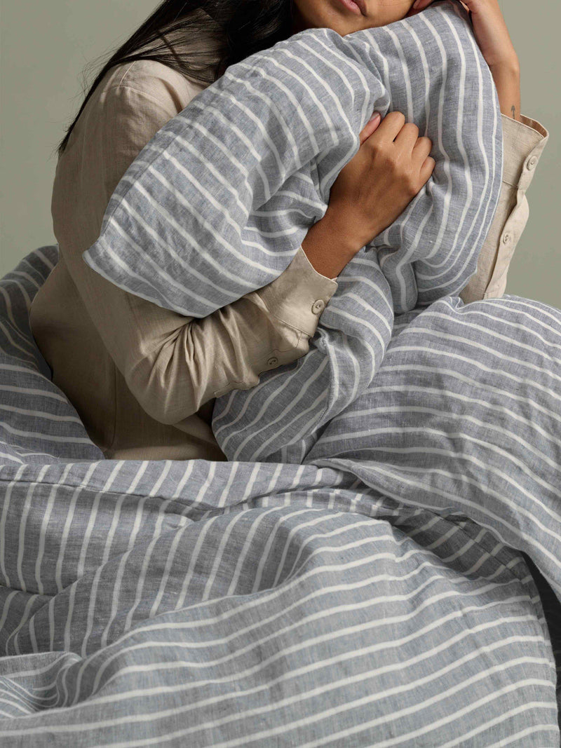 Bedfolk linen stripe bedding king size, UK version