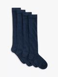 John Lewis Merino Wool Rich Knee High Socks, Pack of 2, Navy, S-M