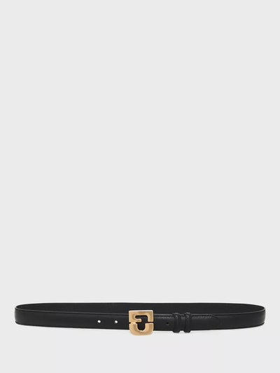 John Lewis Gerard Darel Le Lauren Slim Leather Belt, Black- Buy online at McGrocer