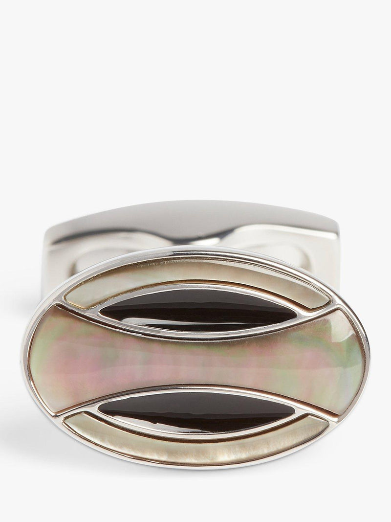 Simon Carter mother of pearl cufflinks grey silver, imported from the UK