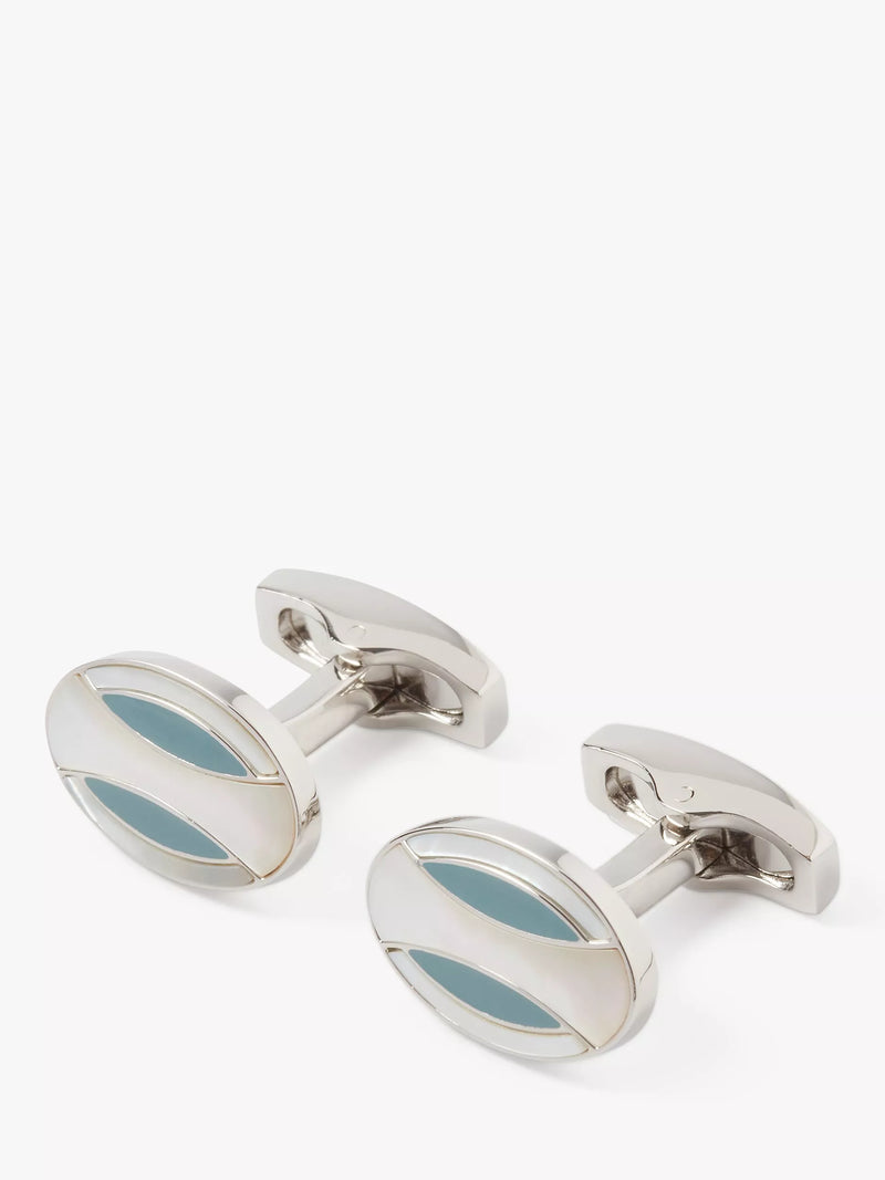 Simon Carter cufflinks mother of pearl white silver, UK version