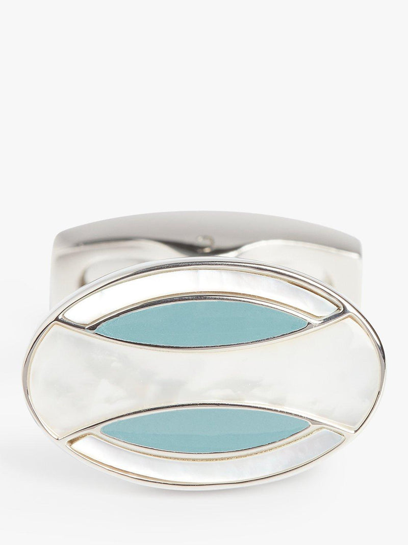 Simon Carter cufflinks mother of pearl white silver, UK version