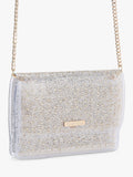 Carvela Lovebird embellished clutch bag with crystal ombre design, UK version