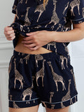 Chelsea Peers giraffe print shorts pyjama set in navy - British product