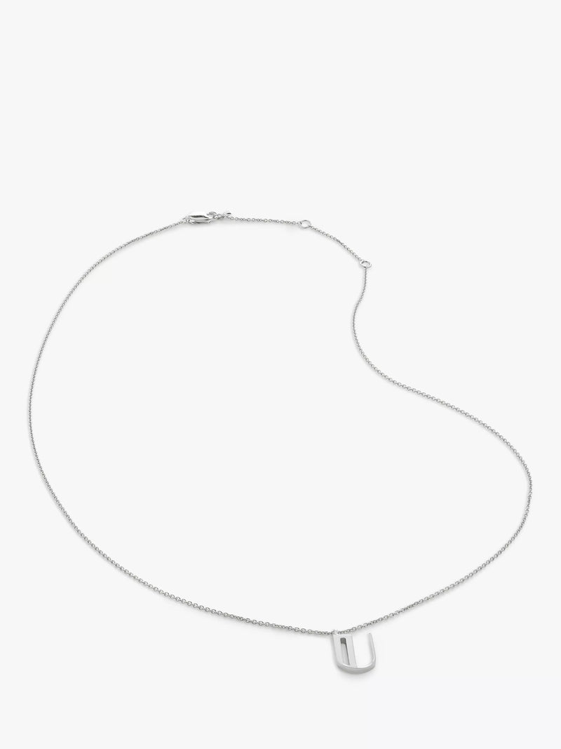 Monica Vinader Initial Anhänger Halskette Verstellbar Silber 41-46cm