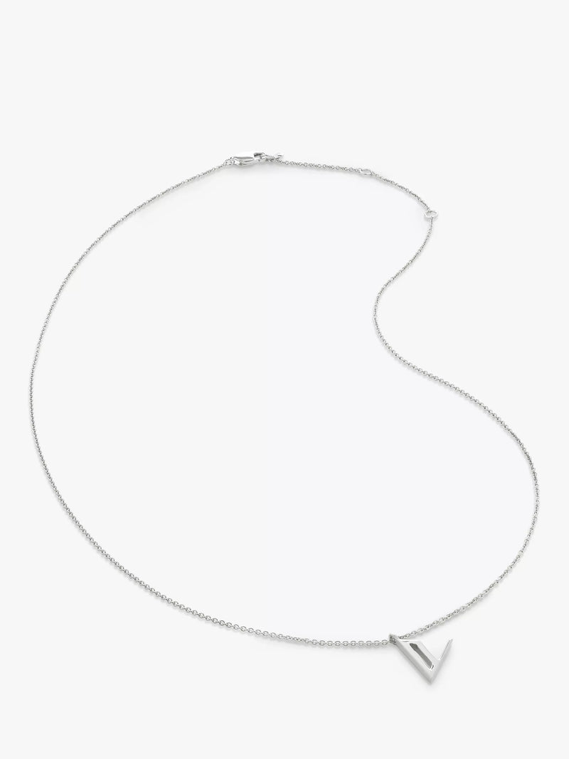 Monica Vinader Initial Anhänger Halskette Verstellbar Silber 41-46cm
