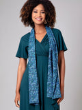 Alie Street Azra woven scarf blue floral print, imported from the UK