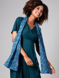 Alie Street Azra woven scarf blue floral print, imported from the UK