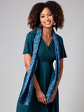 Alie Street Azra woven scarf blue floral print, imported from the UK