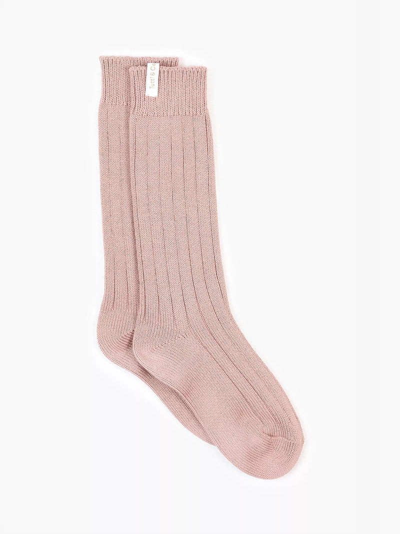 TUTTI plain ribbed long socks one size - British product