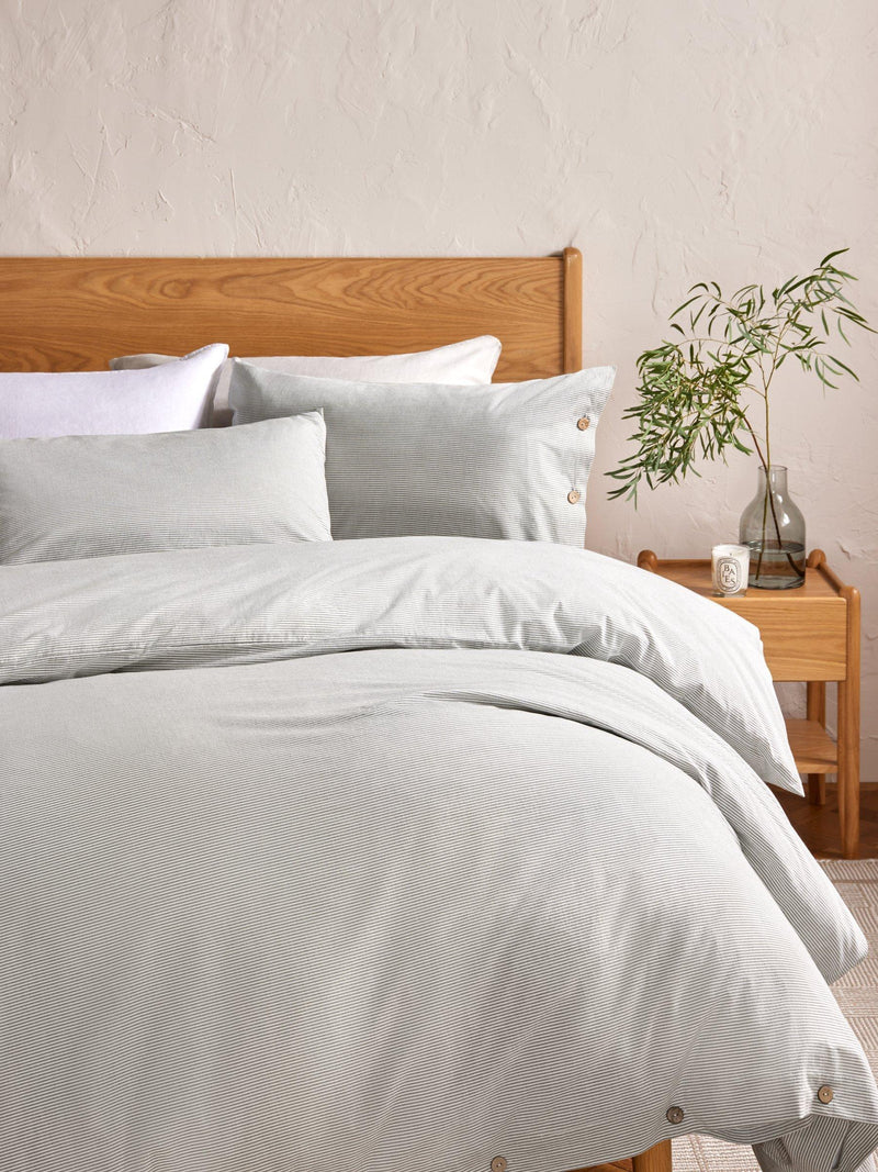 John Lewis grey stripe cotton duvet cover single size, UK version