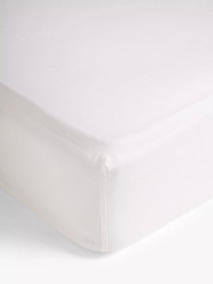 Linen and Mulberry Silk Deep Fitted Sheet, White