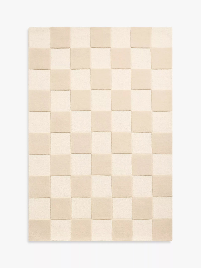 Tapis John Lewis à damier moderne, blanc ivoire
