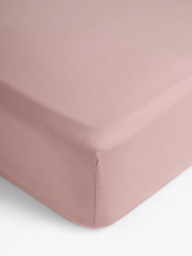 John Lewis Comfy & Relaxed Washed Cotton Single Deep Fitted Sheet, Rosa