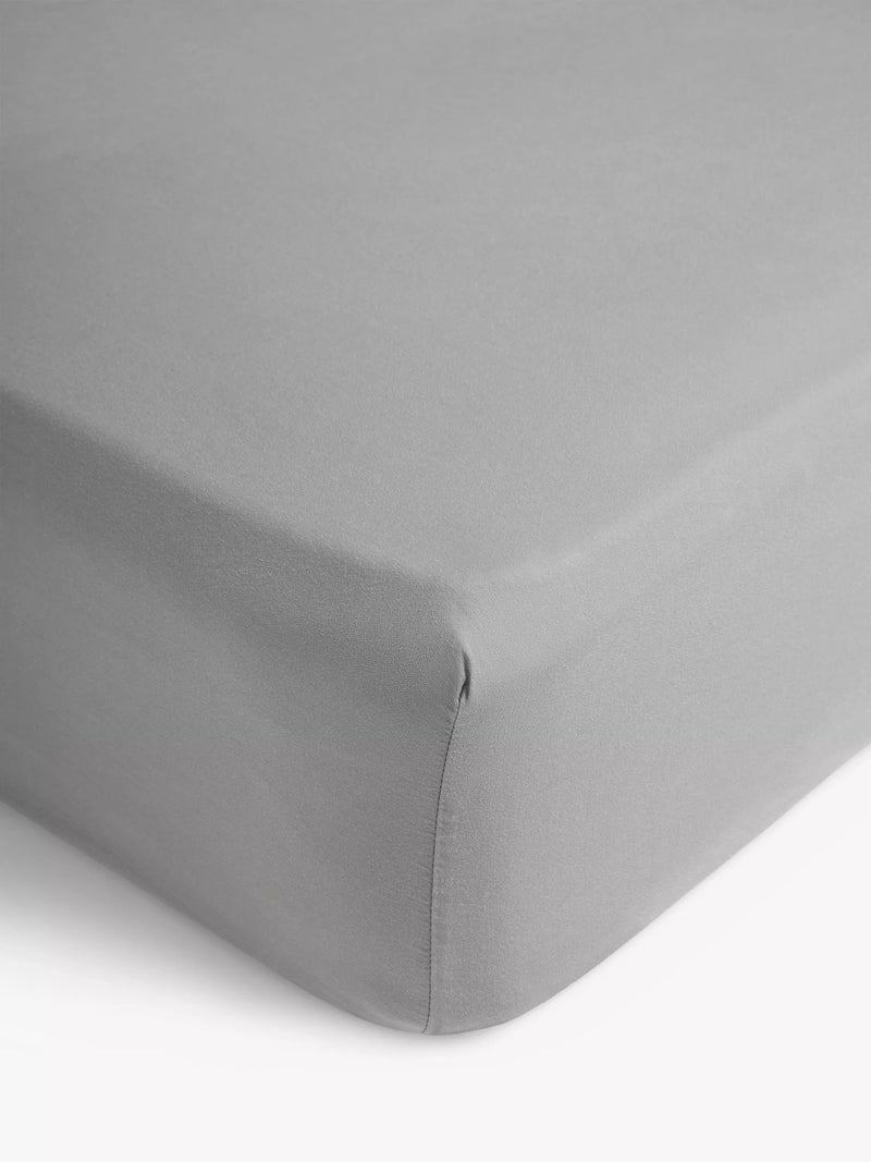 John Lewis Comfy & Relaxed Washed Cotton Single Deep Fitted Sheet, Dove Grey