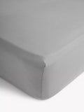 John Lewis Comfy & Relaxed Washed Cotton Single Deep Fitted Sheet, Dove Grey