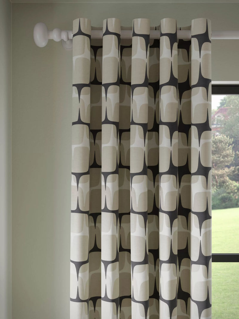 Scion eyelet curtains putty and charcoal pair, imported from the UK