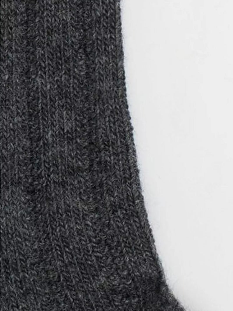 HUSH Murica Cashmere Blend Ribbed Socks - Charcoal Grey