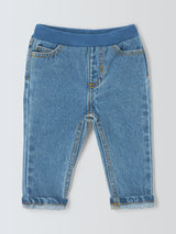 John Lewis Baby Ribbed Waist Elasticated Jeans, Blue- Buy online at McGrocer