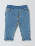 John Lewis baby ribbed waist elasticated jeans in blue, UK version