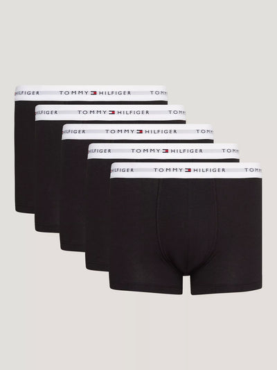 John Lewis Tommy Hilfiger Essential Repeat Logo Trunks Black Cotton Blend Underwear Pack of 5- Buy online at McGrocer